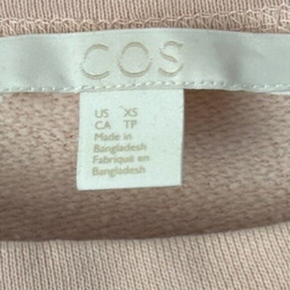COS 100% Cotton Crewneck Tunic  Relaxed Sweatshirt Dress w/Pockets Peach Pink XS - Picture 3 of 7